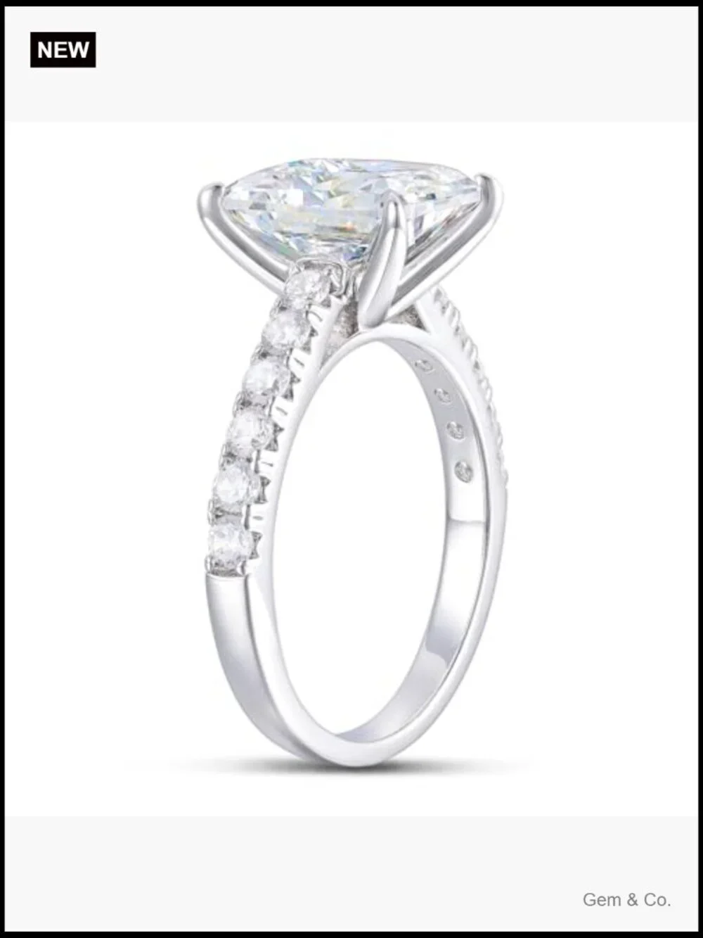 14K Solid Gold 4CT Radiant Cut Moissanite Engagement Ring
